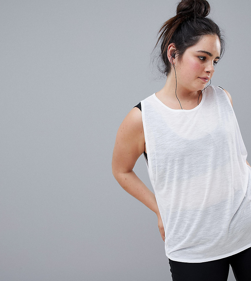 ASOS 4505 CURVE Gym Vest In Sheer Fabric - White