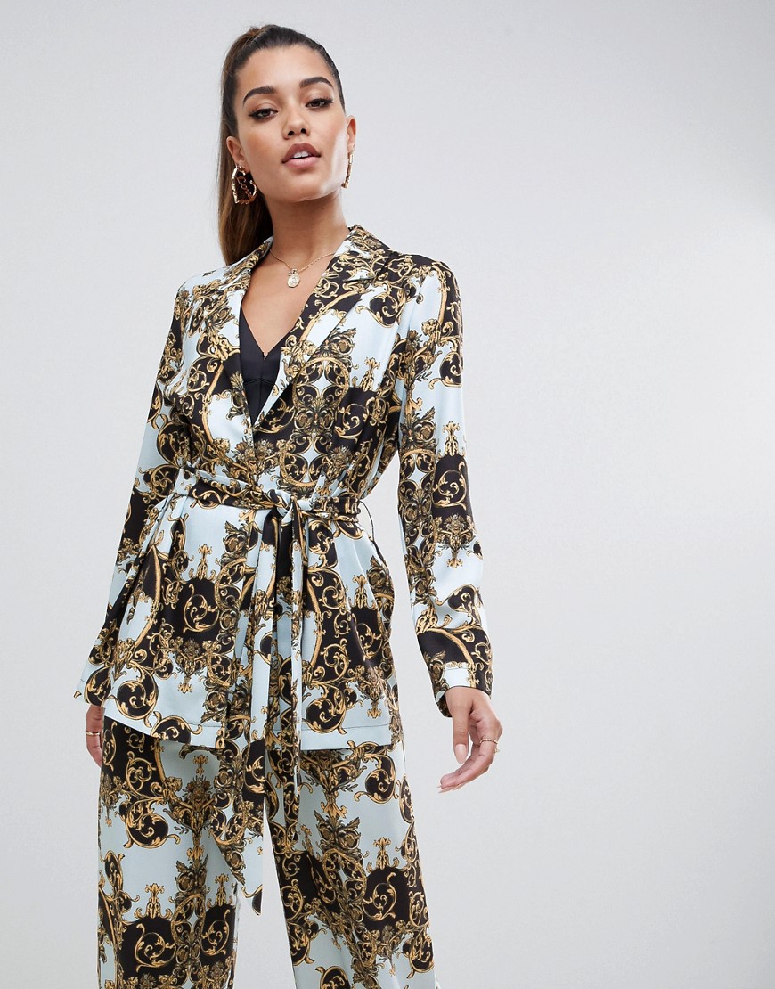 ASOS DESIGN tailored soft scarf print relaxed blazer
