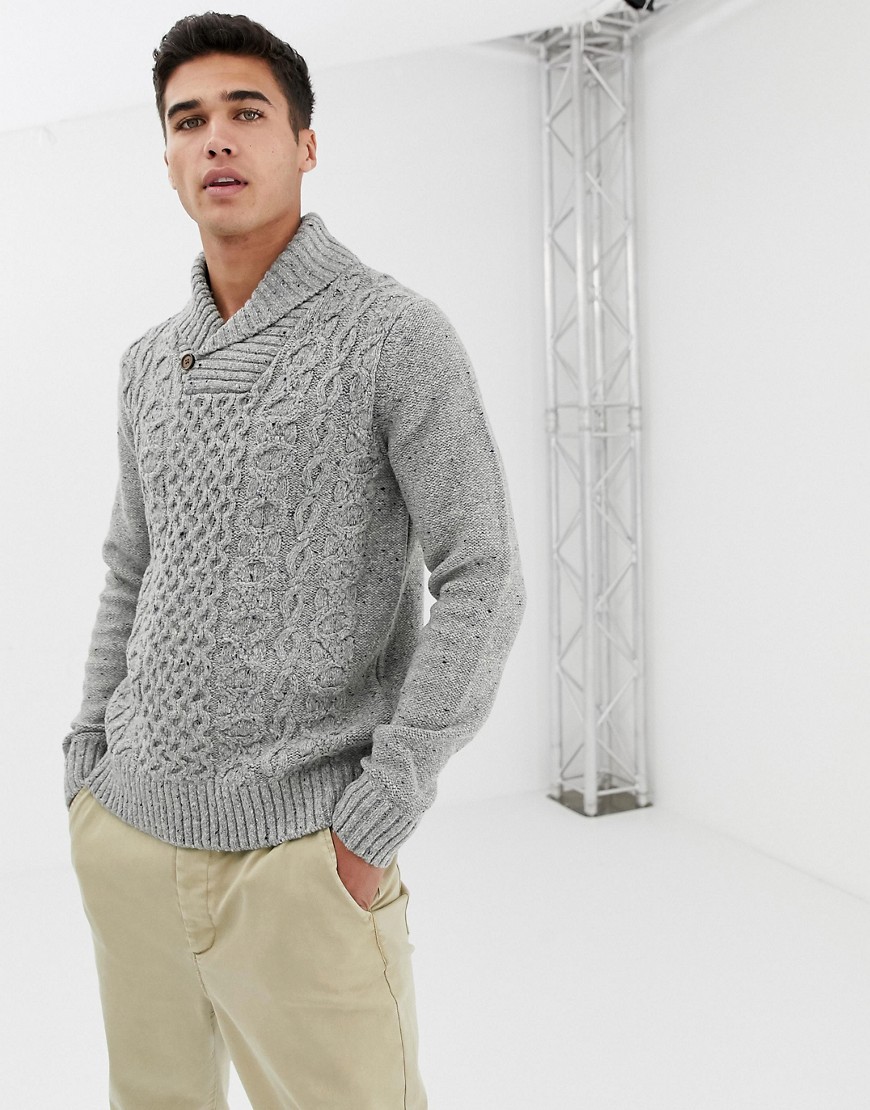 Pier One chunky knitted jumper in grey with shawl collar