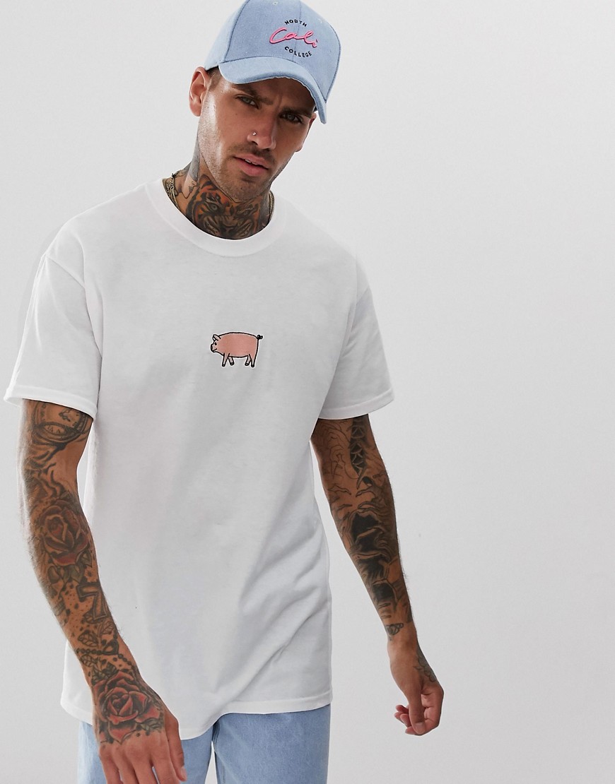 New Love Club embroidered pig t-shirt in oversized