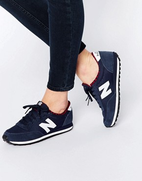 New Balance 410 Navy/White Trainers With Check Trim