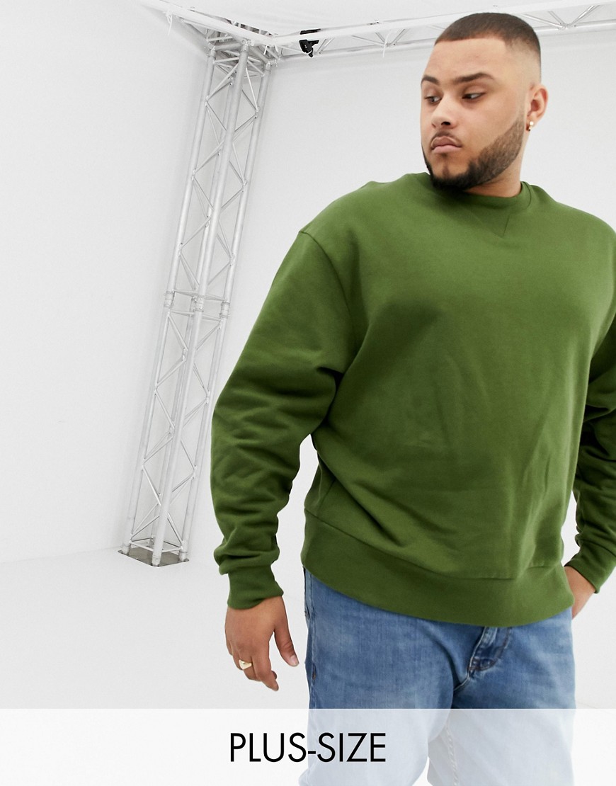 COLLUSION Plus regular fit sweatshirt in khaki - Khaki