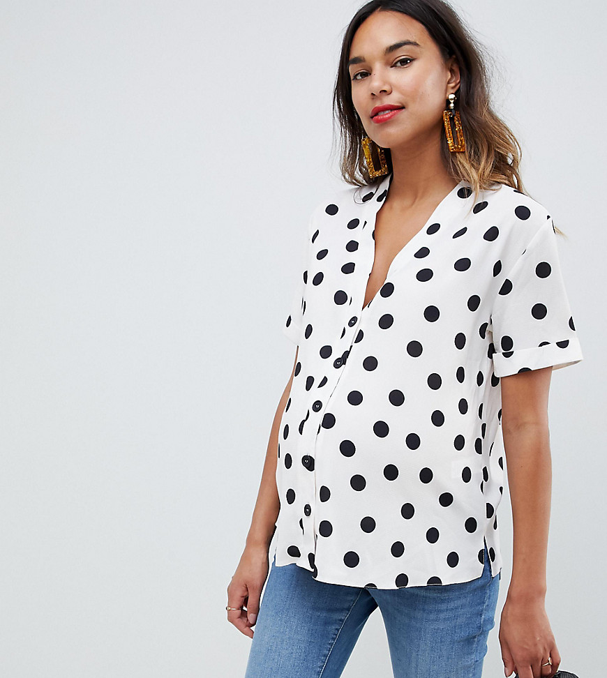 New Look Maternity shirt in polka dot - White pattern