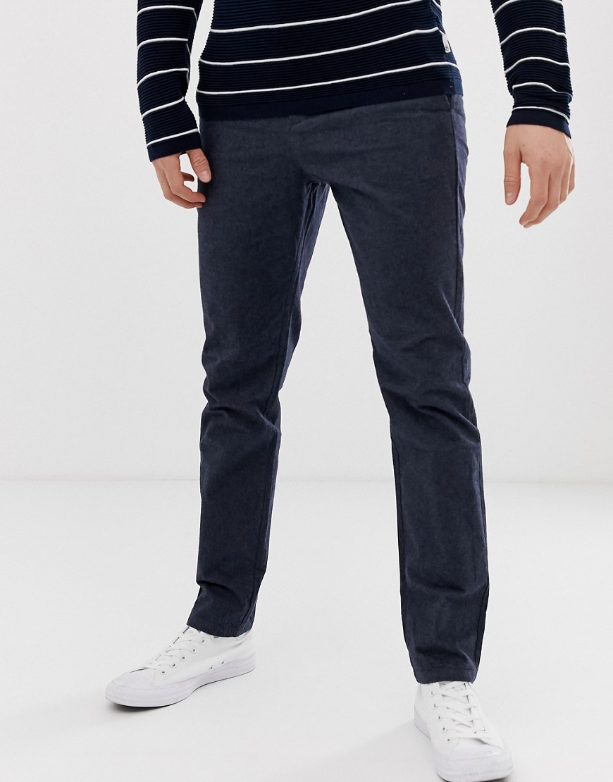 Selected Homme slim tailored textured trousers in navy