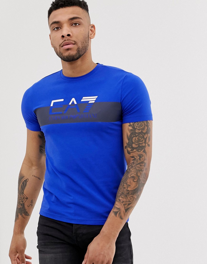 EA7 large faded logo t-shirt in blue
