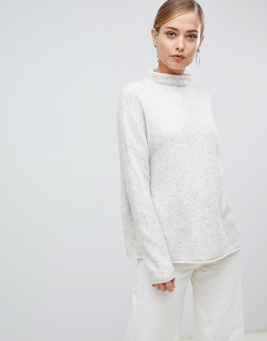 French Connection Flossy rollneck relaxed jumper - Light oatmeal mel