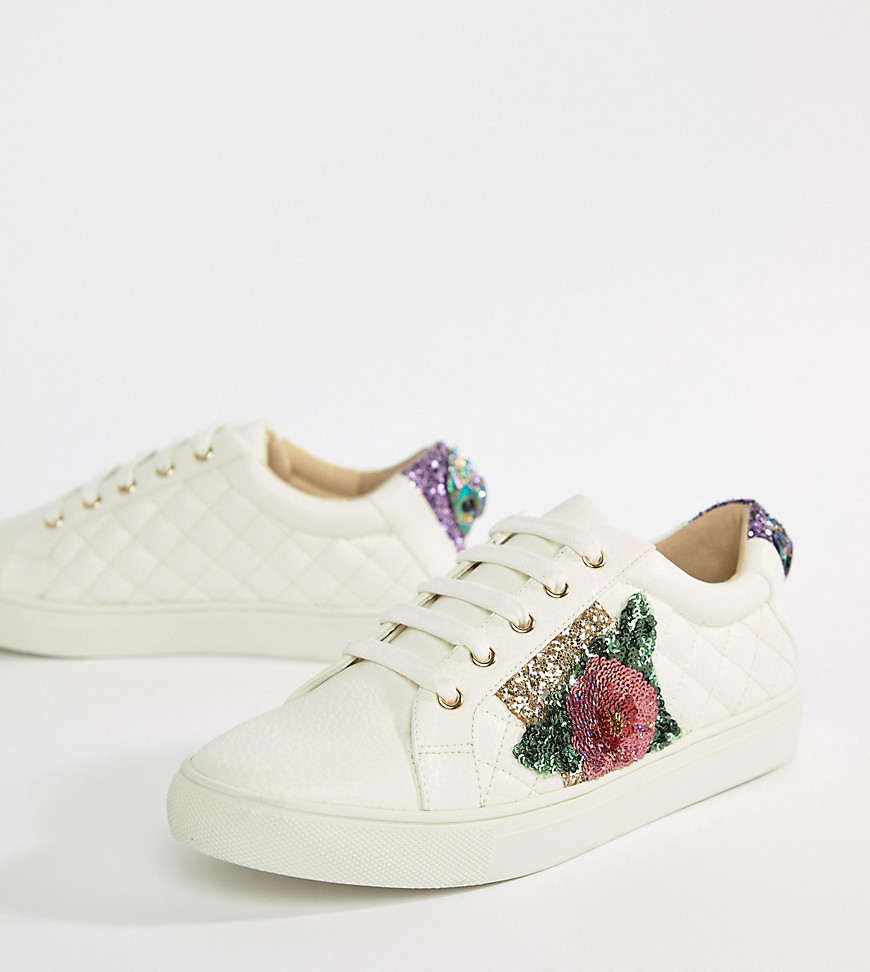 Kurt Geiger Lily white rainbow and flower trainers