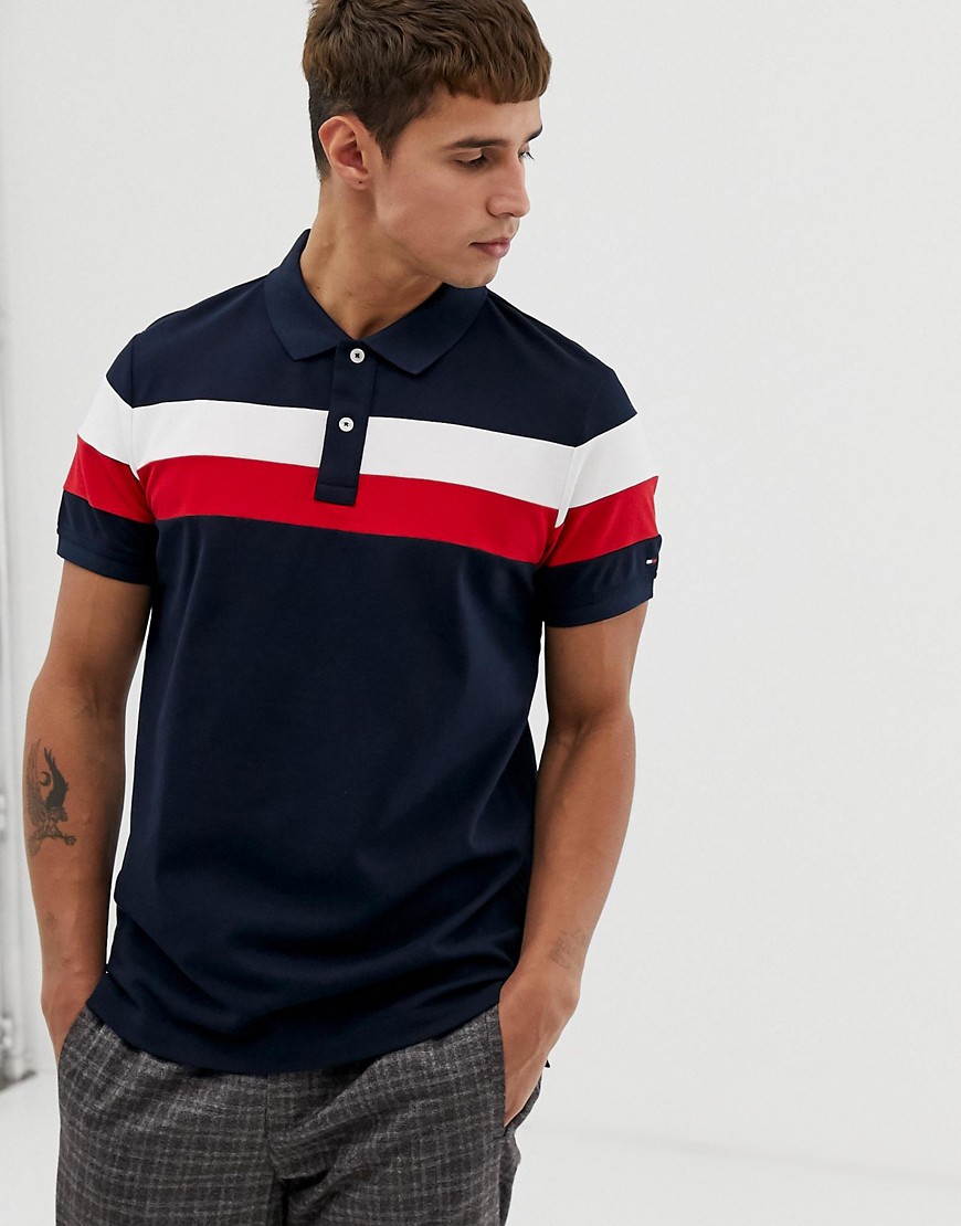 Tommy Hilfiger polo slim fit with icon chest stripe in navy