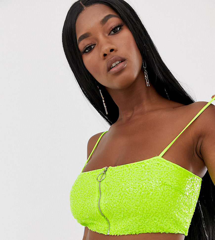 Elsie & Fred sequin bandeau in neon co-ord