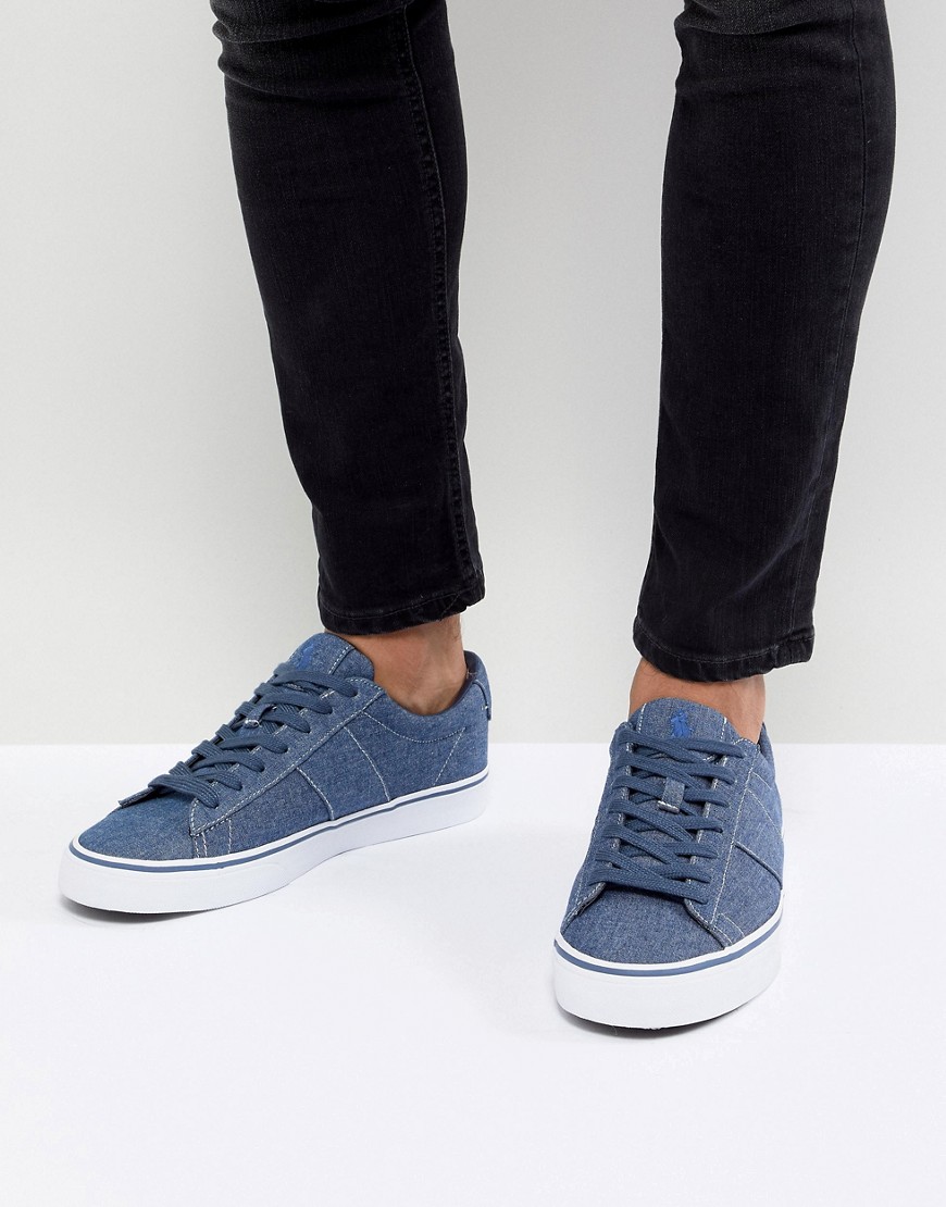 Polo Ralph Lauren Sayer Chambray Trainers in Mid Blue - Indigo