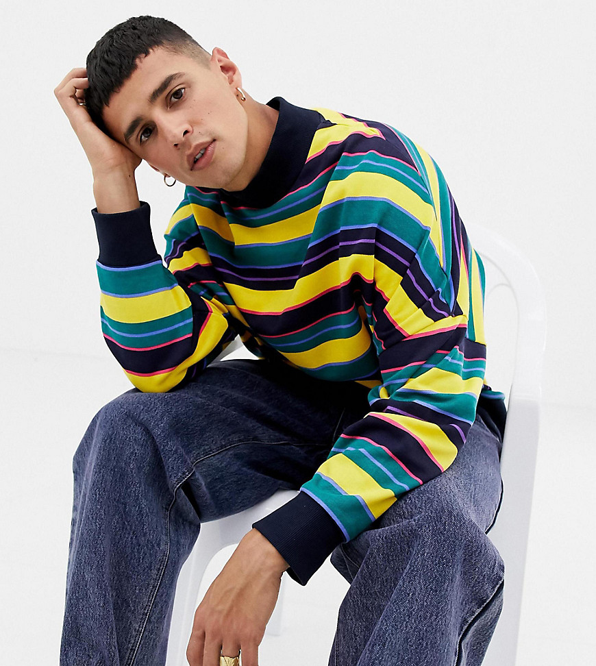 COLLUSION striped high neck sweatshirt