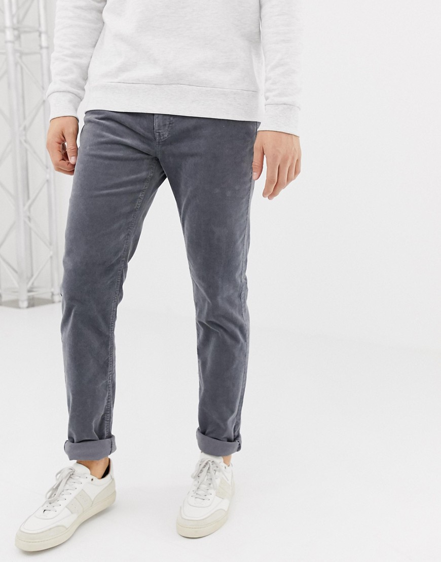 United Colors Of Benetton slim fit cord trousers with stretch in grey