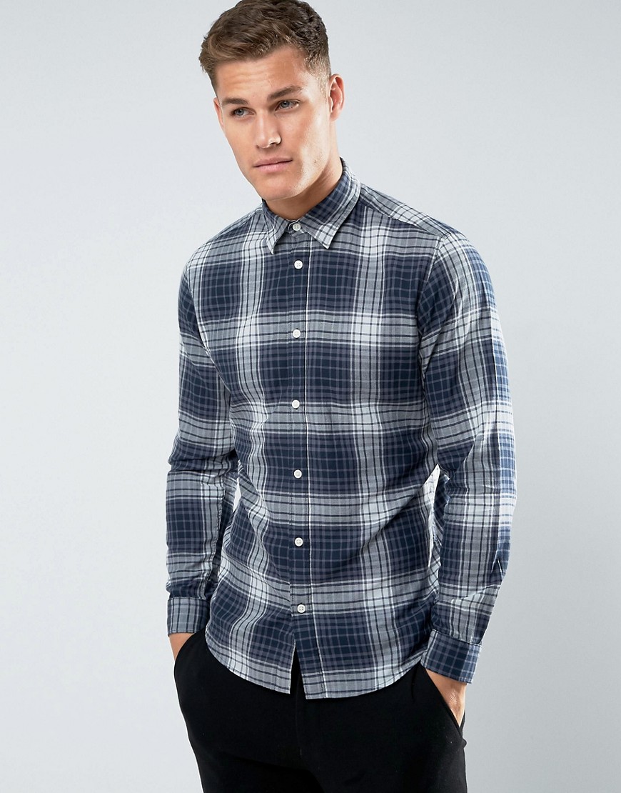 Selected Homme Shirt In Slim Fit Check Cotton - Dark sapph