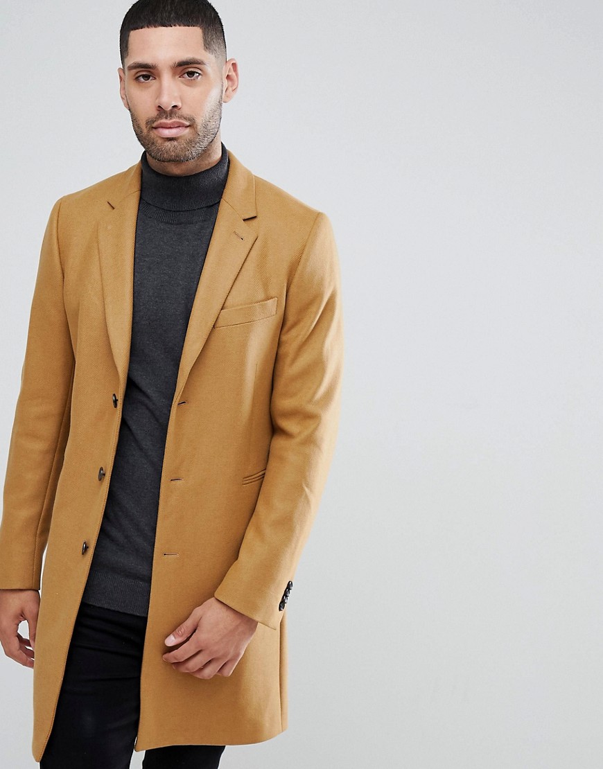 Бежевое пальто из ткани с добавлением шерсти и кашемира PS Paul Smith 