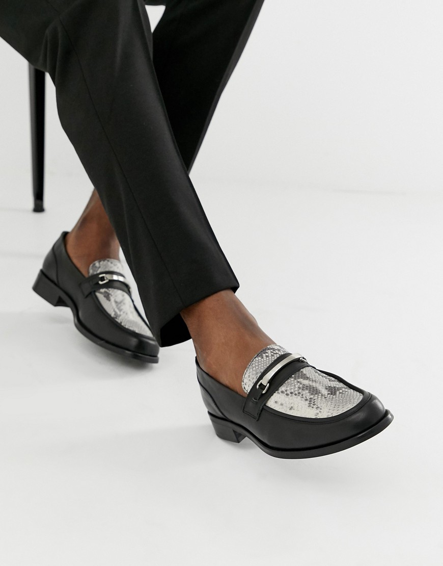 Asos Design Chunky Sole Loafer In Black Leather With Snaffle - Black