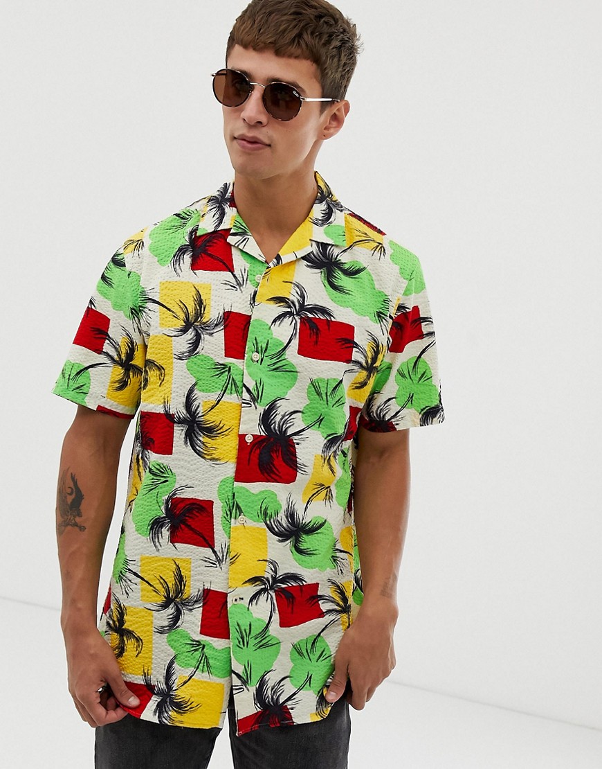 Tommy Hilfiger short sleeve shirt palm tree print in green