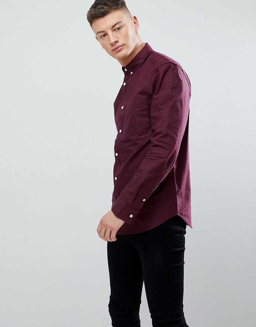 New Look Oxford Shirt In Burgundy - Red