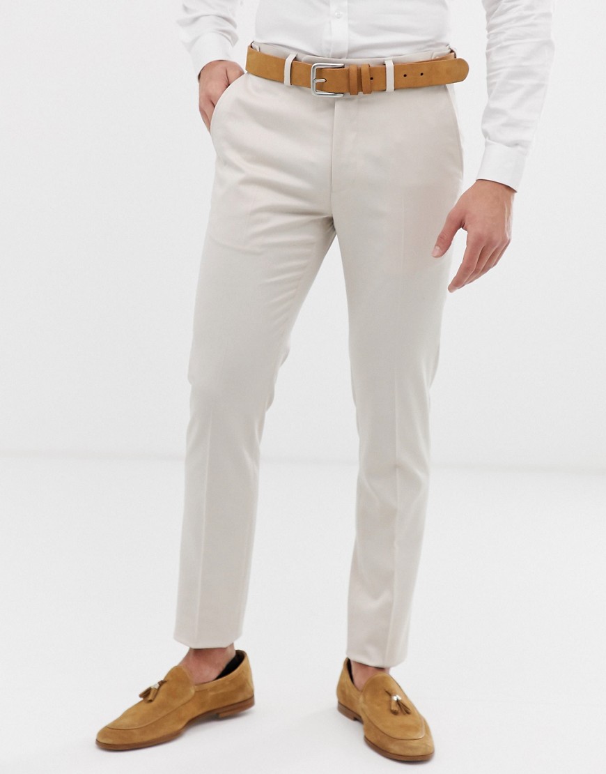 Celio skinny fit suit trouser in tan