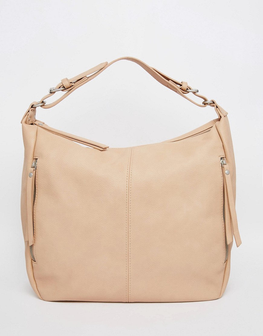 Pieces | Pieces Slouch Hobo Shoulder Bag in Nude at ASOS