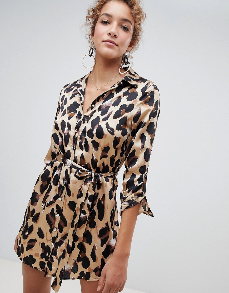 Parisian leopard print shirt dress