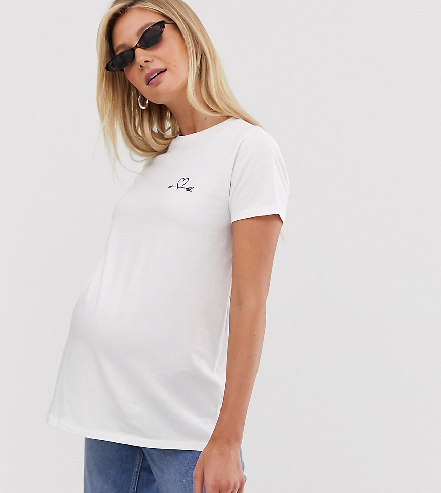 ASOS DESIGN Maternity t-shirt with arrow heart motif