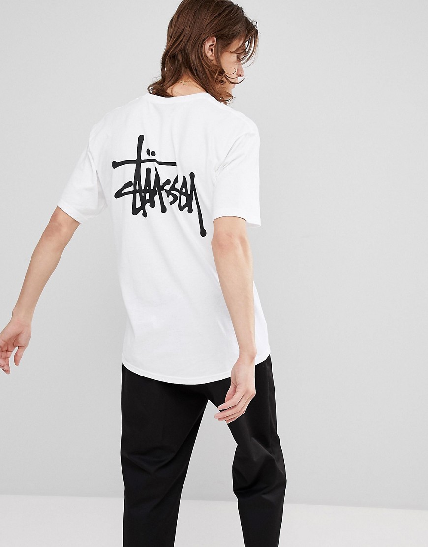 Stussy T-Shirt With Back Logo Print In White - White
