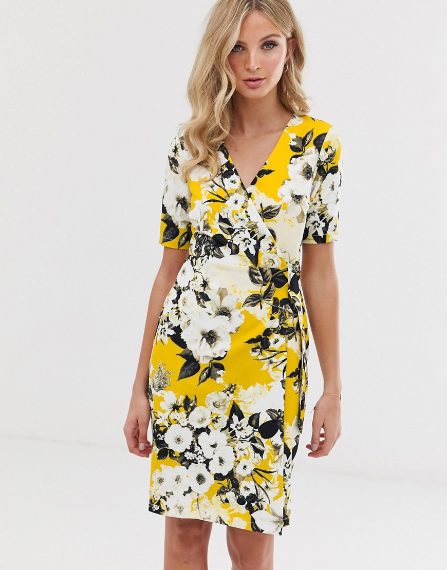 Paper Dolls printed belted wrap dress