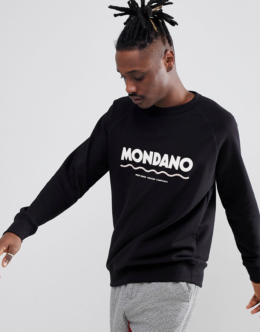 Wood Wood Mondano Sweatshirt With Large Logo - Black