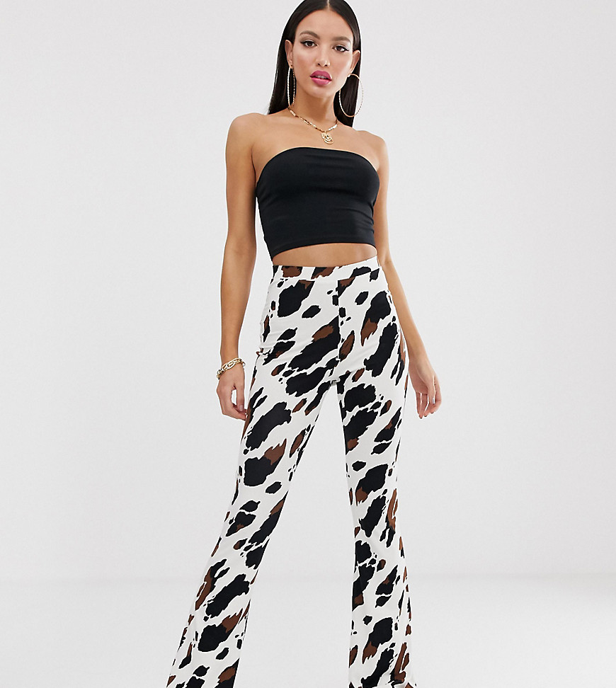 ASOS DESIGN Tall flare trouser in cow print