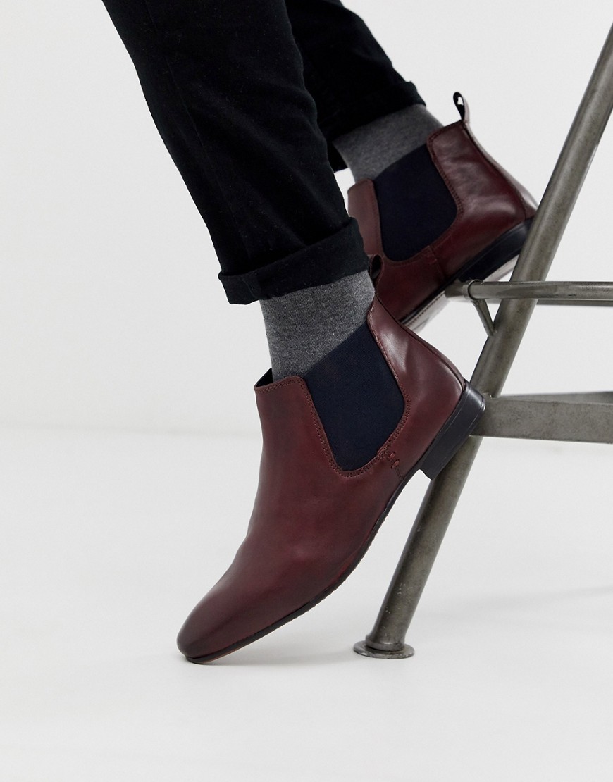 Silver Street Chelsea Boot with Contrast Gusset in Oxblood
