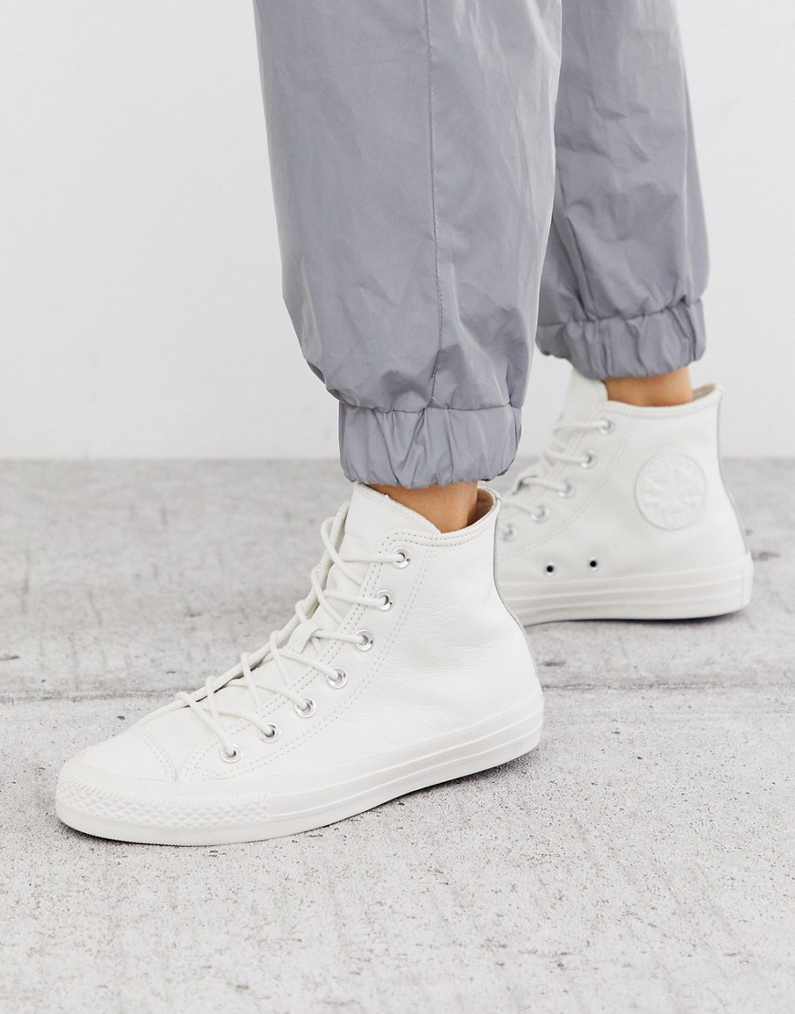 Converse Chuck Taylor All Star Hi Vintage white leather trainers