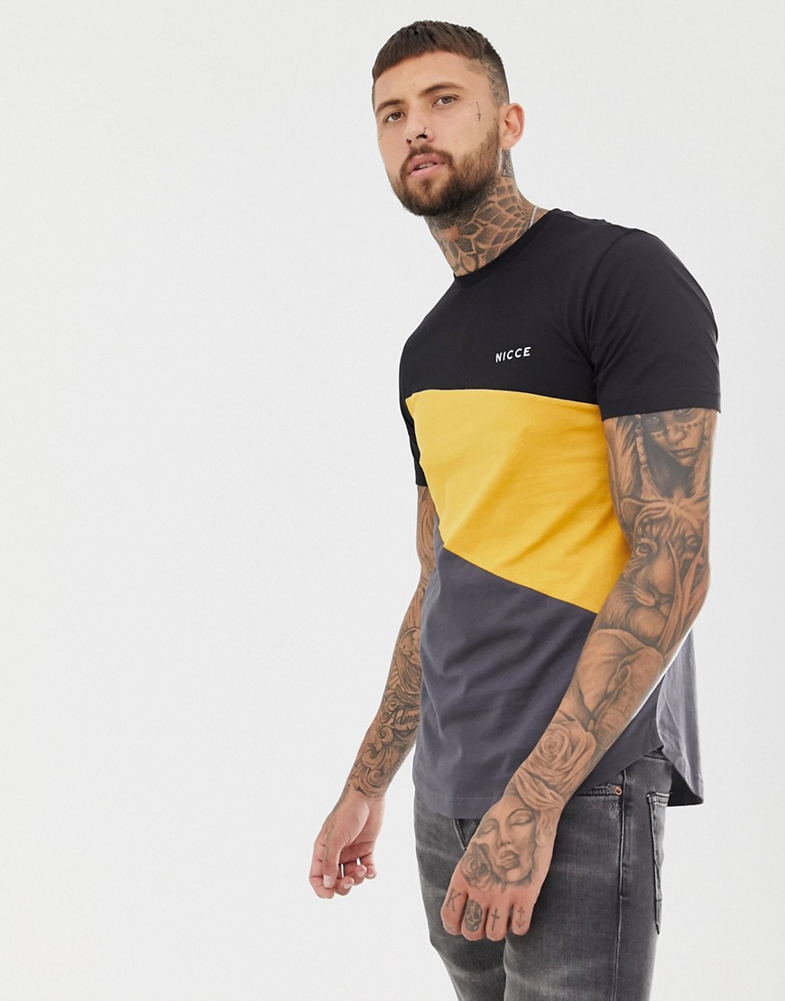 Nicce t-shirt in black with colour block