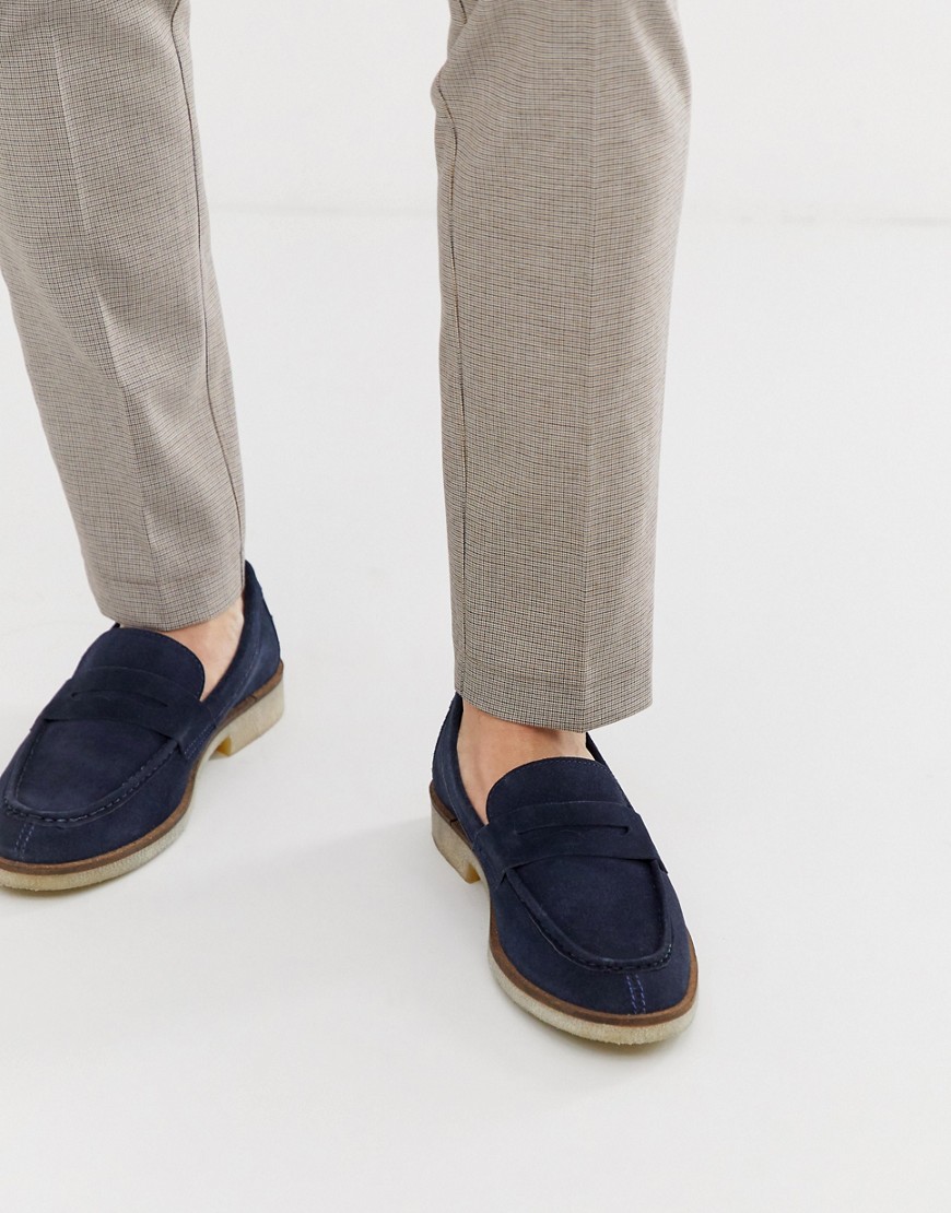 Silver Street suede crepe loafer in navy