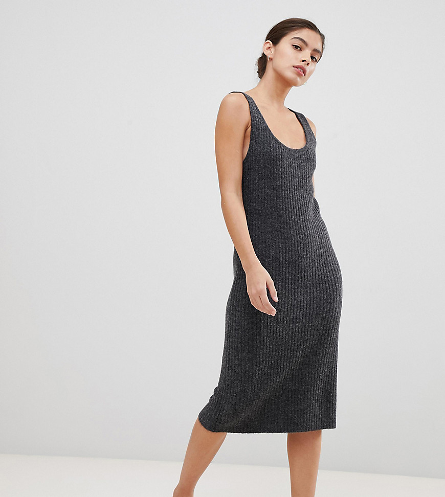 Micha Lounge Luxe midi dress with scoop neck in rib knit