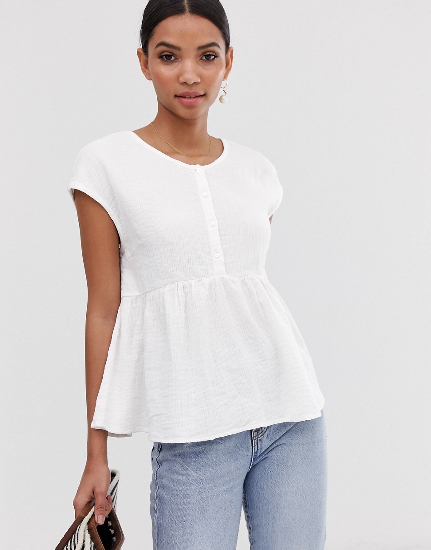 Y.A.S textured smock top with button detail