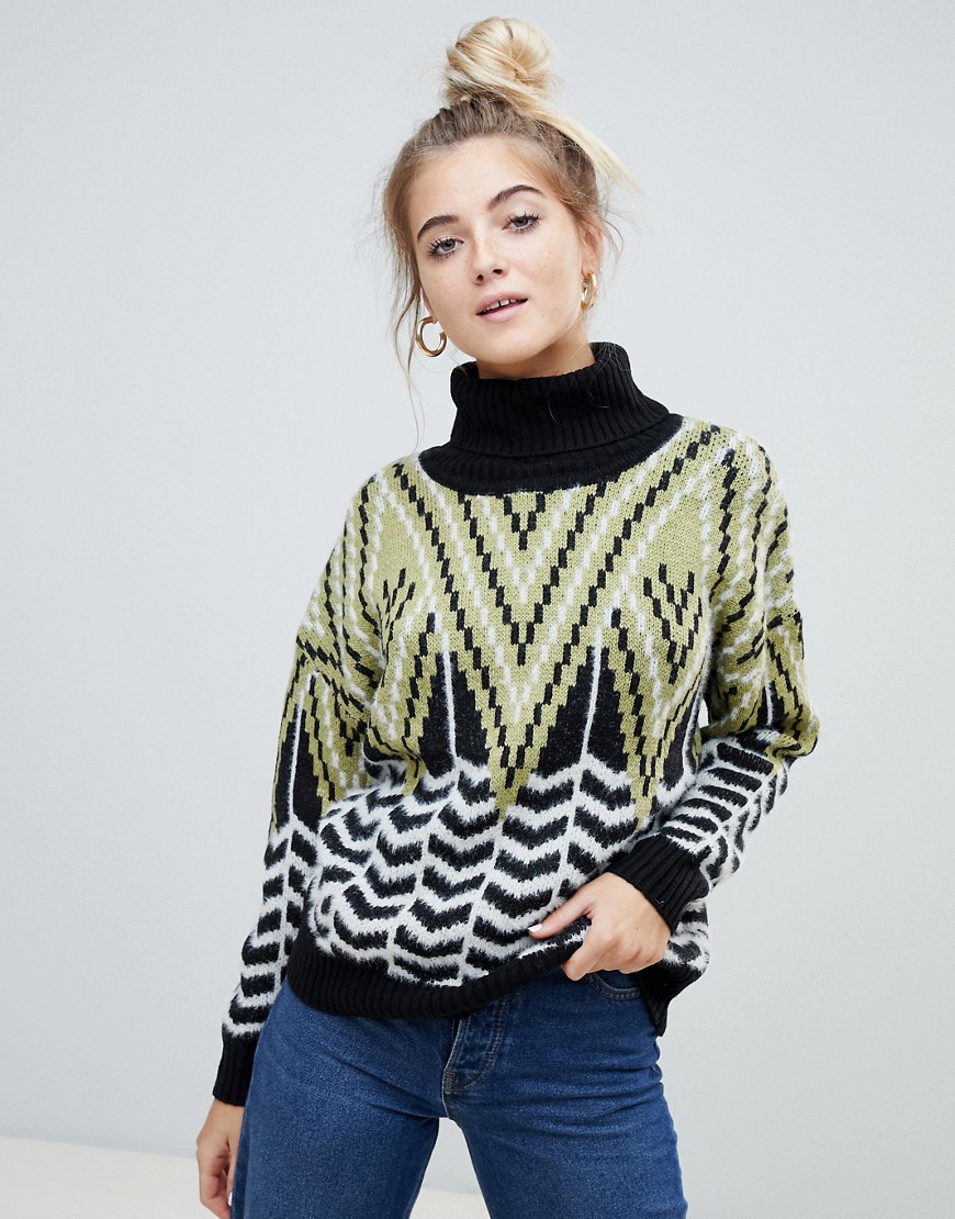 Willow & Paige high neck graphic print jumper - Multi