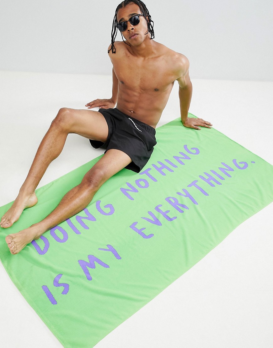 ASOS DESIGN Towel With Doing Nothing Print