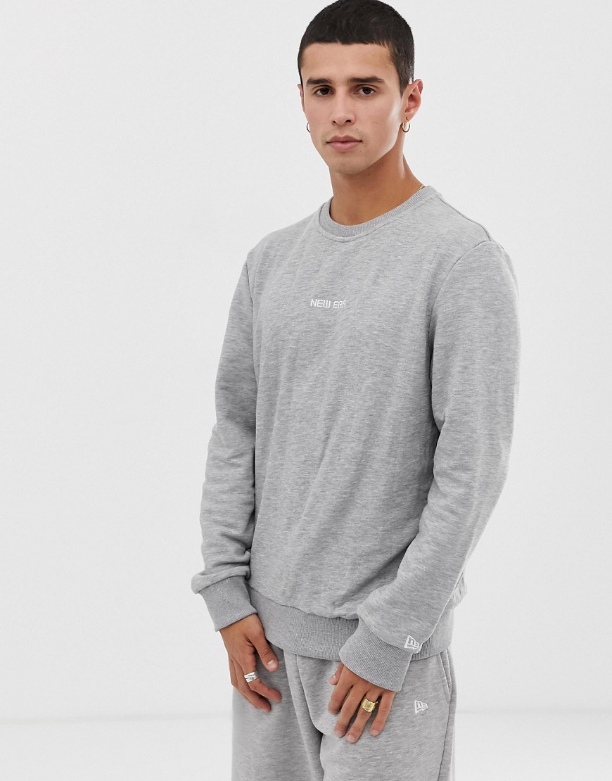 New Era essentials sweatshirt with embroidered chest logo in grey