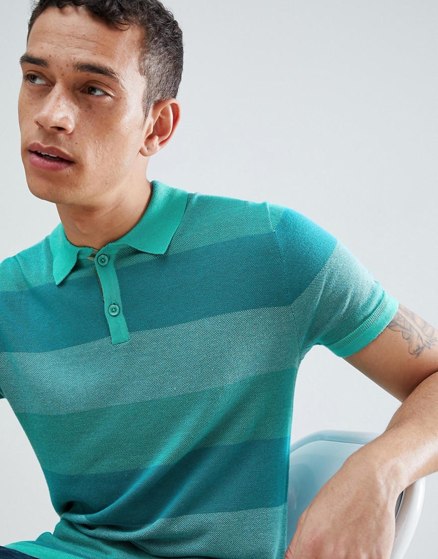 United Colors Of Benetton Knitted Polo In Bold Stripe