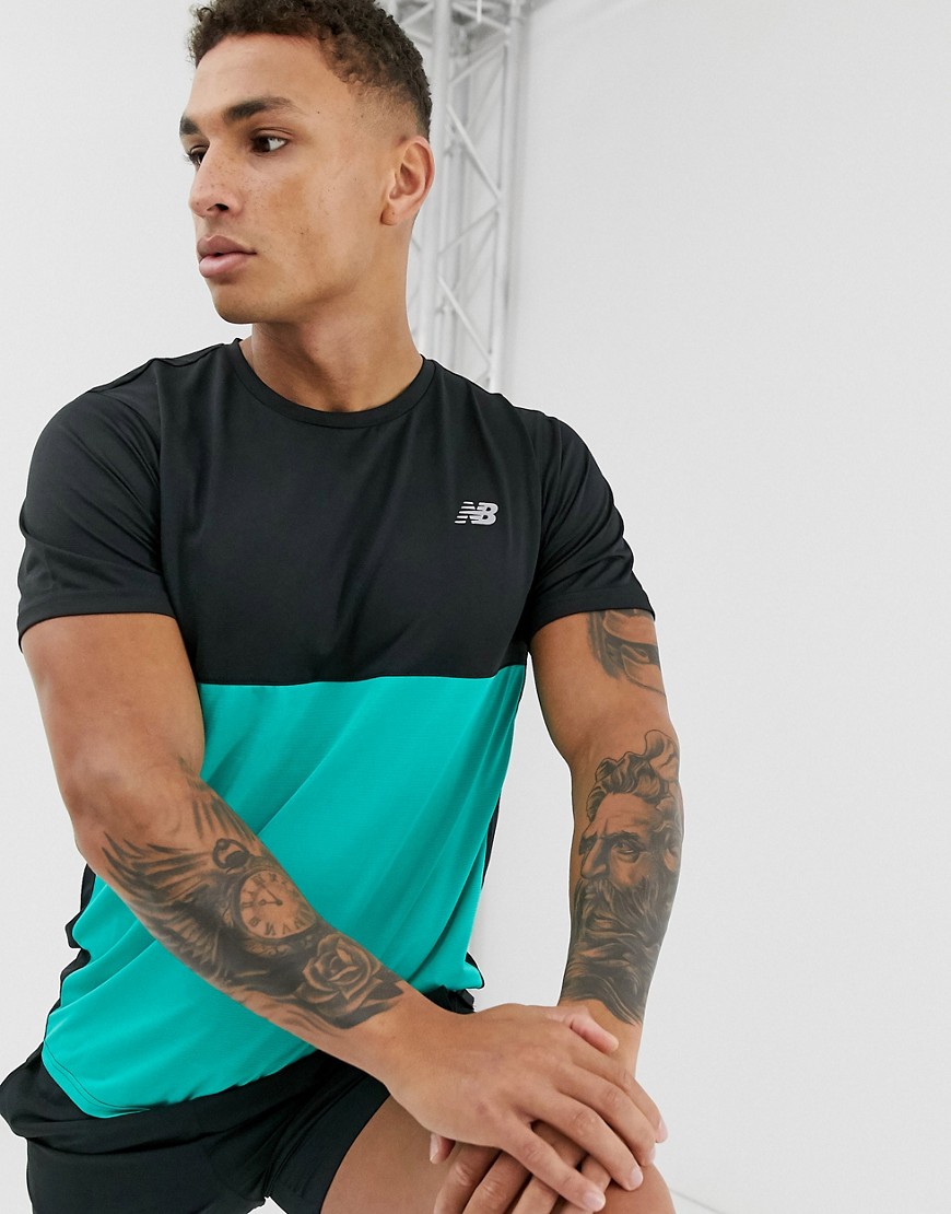 New Balance running accelerate colour block t-shirt in black