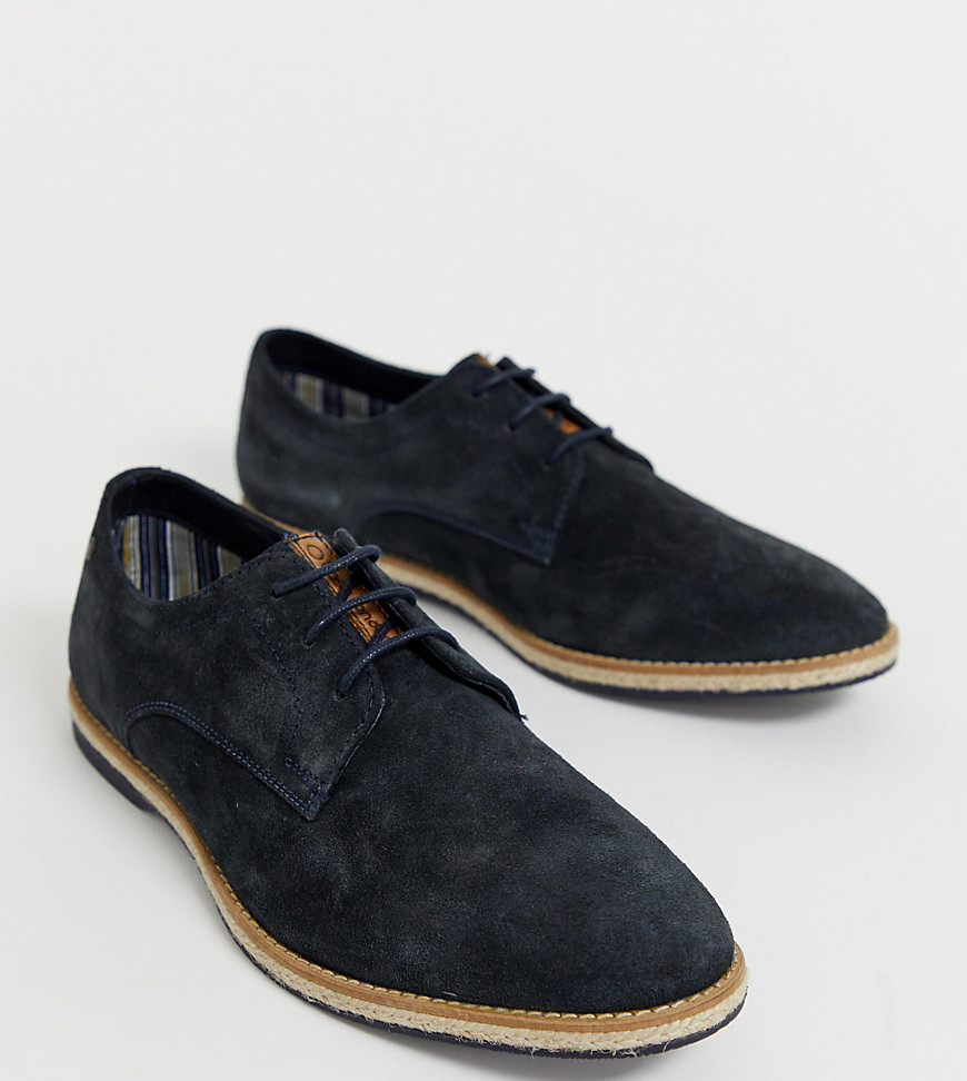 Base London Wide Fit Kinch brogues in navy suede