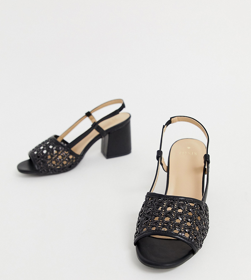 Oasis woven heeled sandals in black