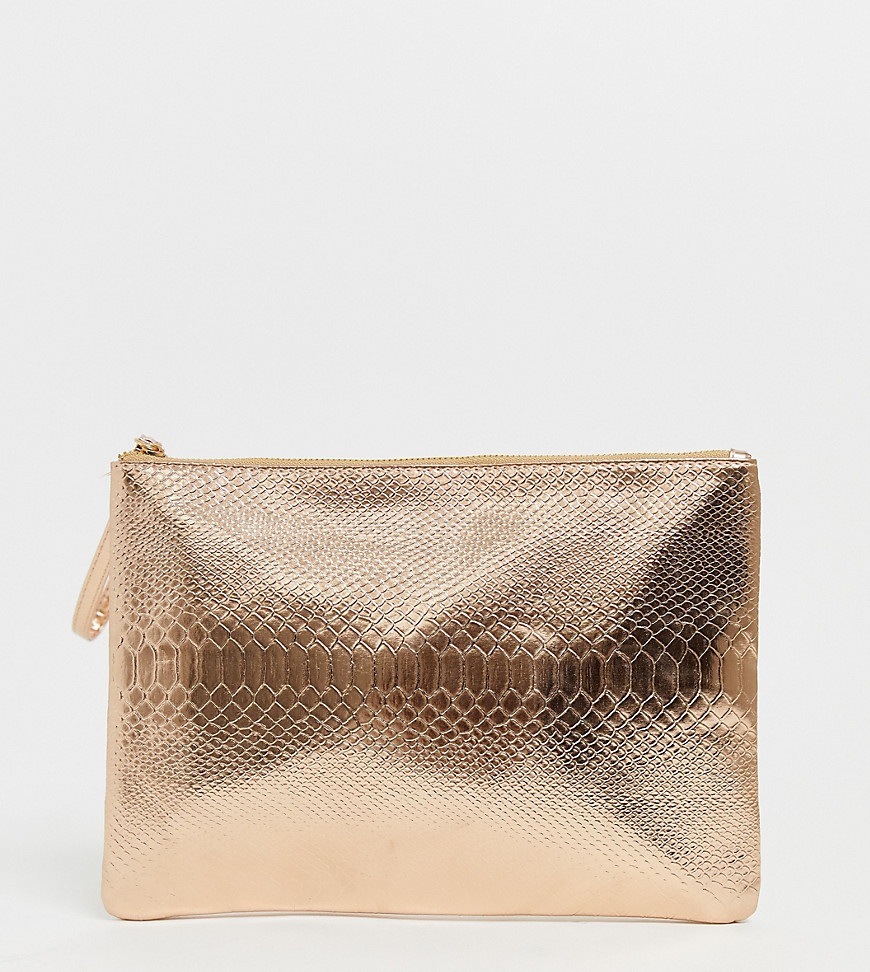 South Beach Exclusive rose gold snake embossed clutch bag