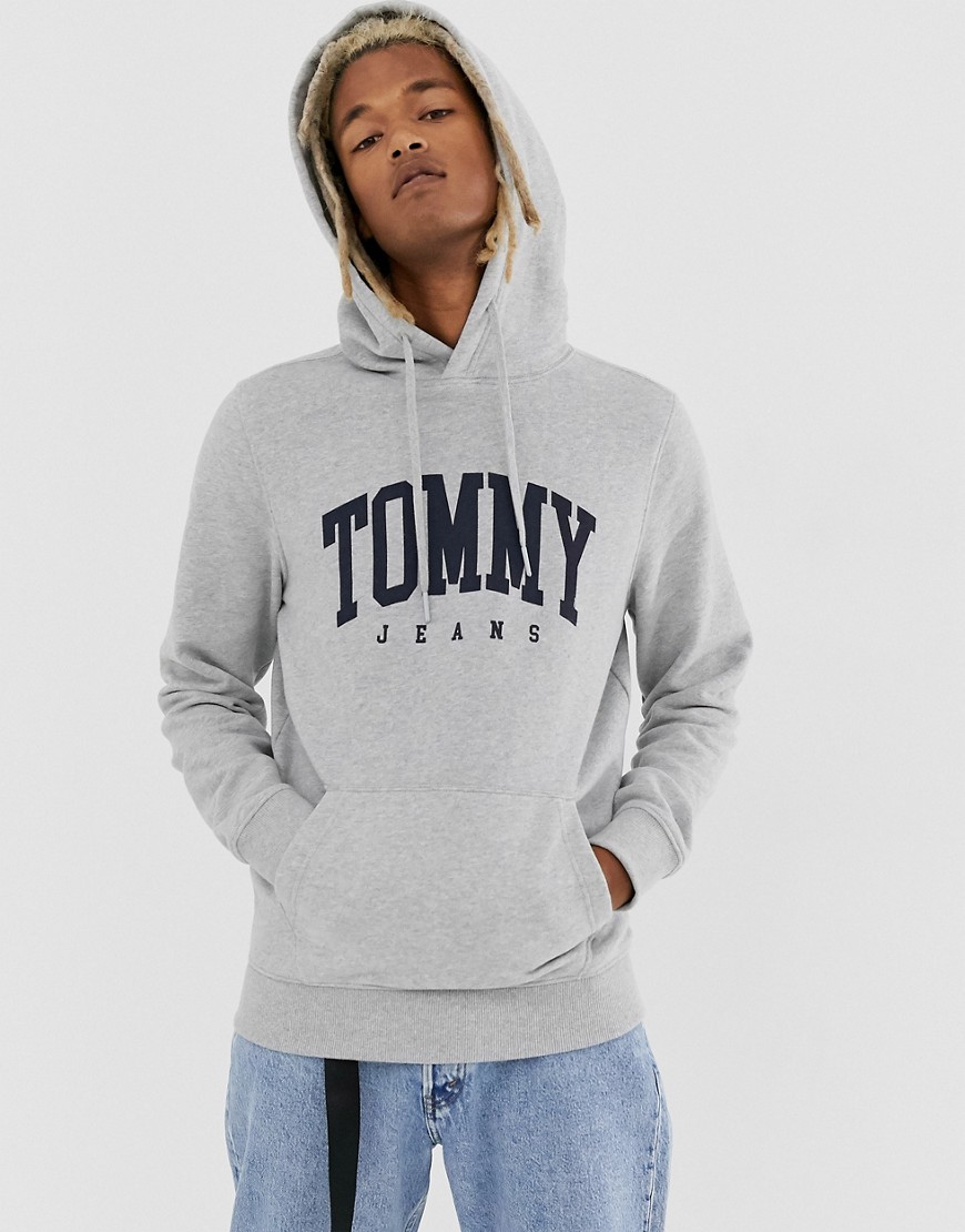 Tommy Jeans essential colleage chest logo hoodie in grey