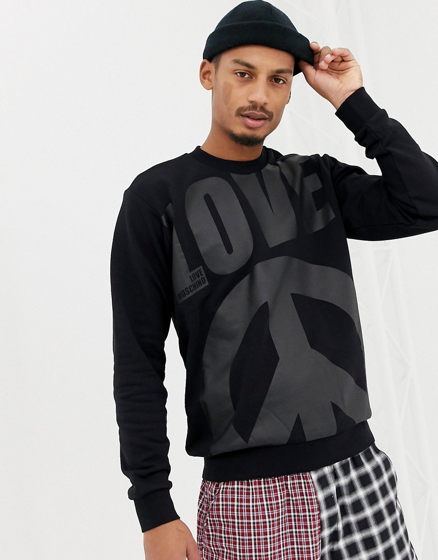 Love Moschino peace print sweater - Black