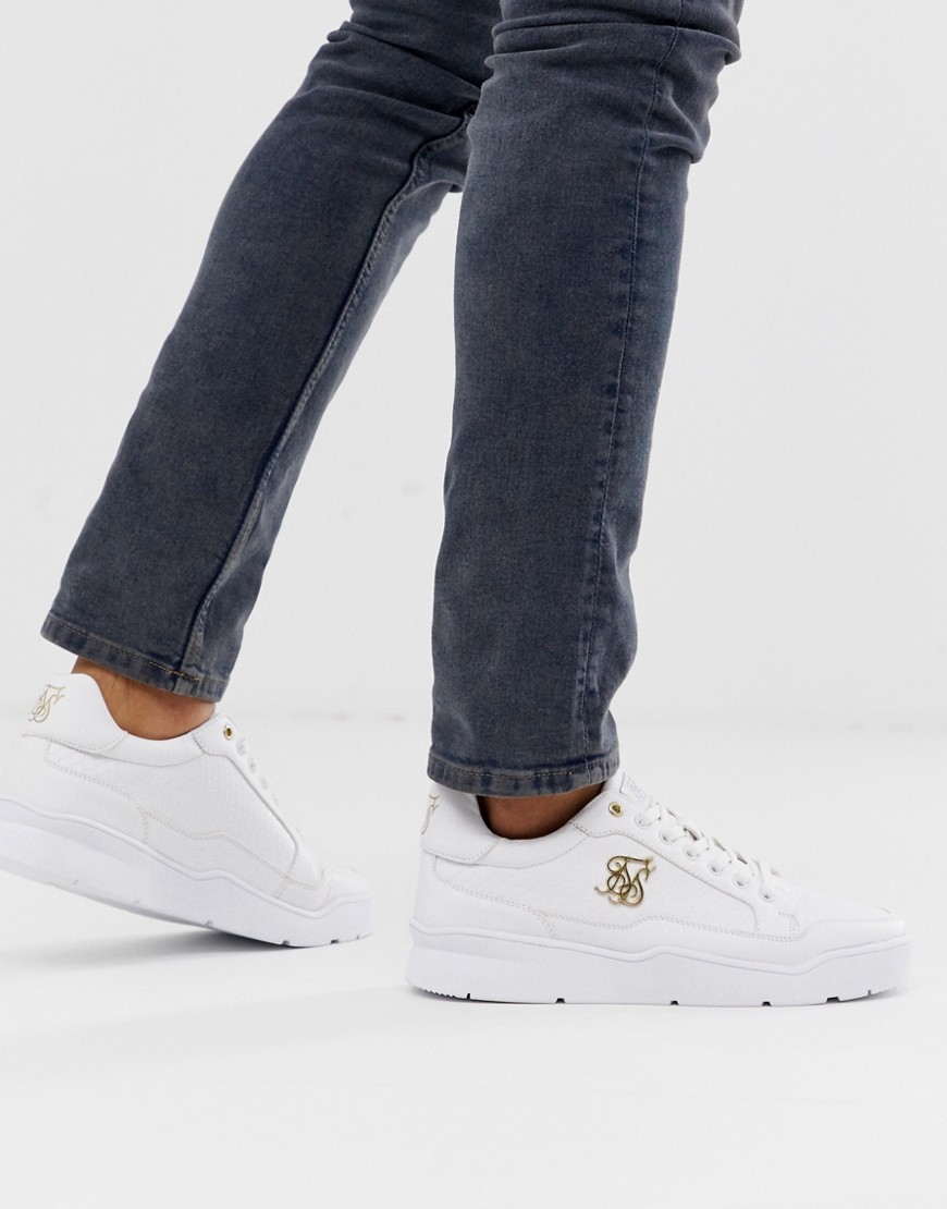 SikSilk trainers in white with gold logo