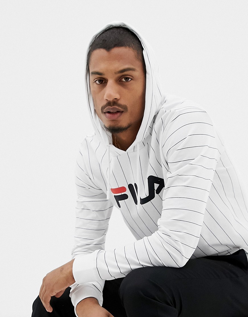 Fila Black Line Mario Striped Long Sleeve T-Shirt With Hood In White