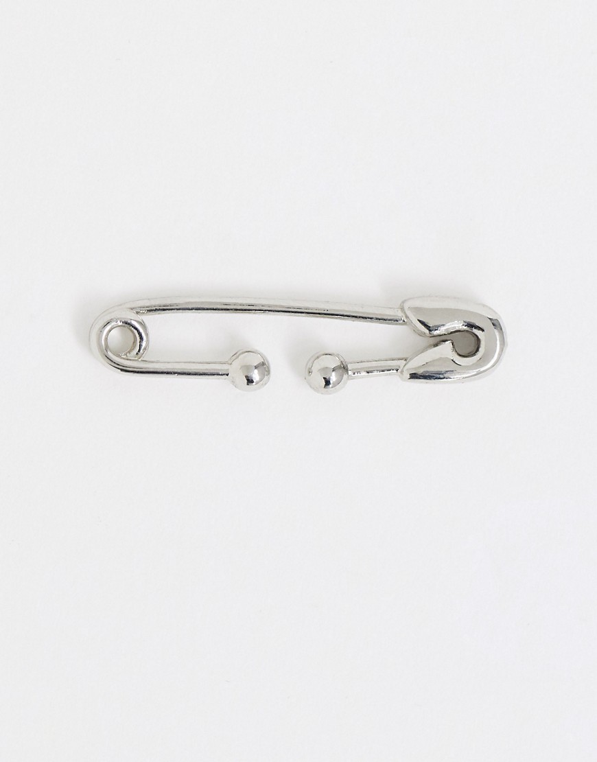 Asos Design Multiwear Ear Cuff With Safety Pin Design In Silver Tone