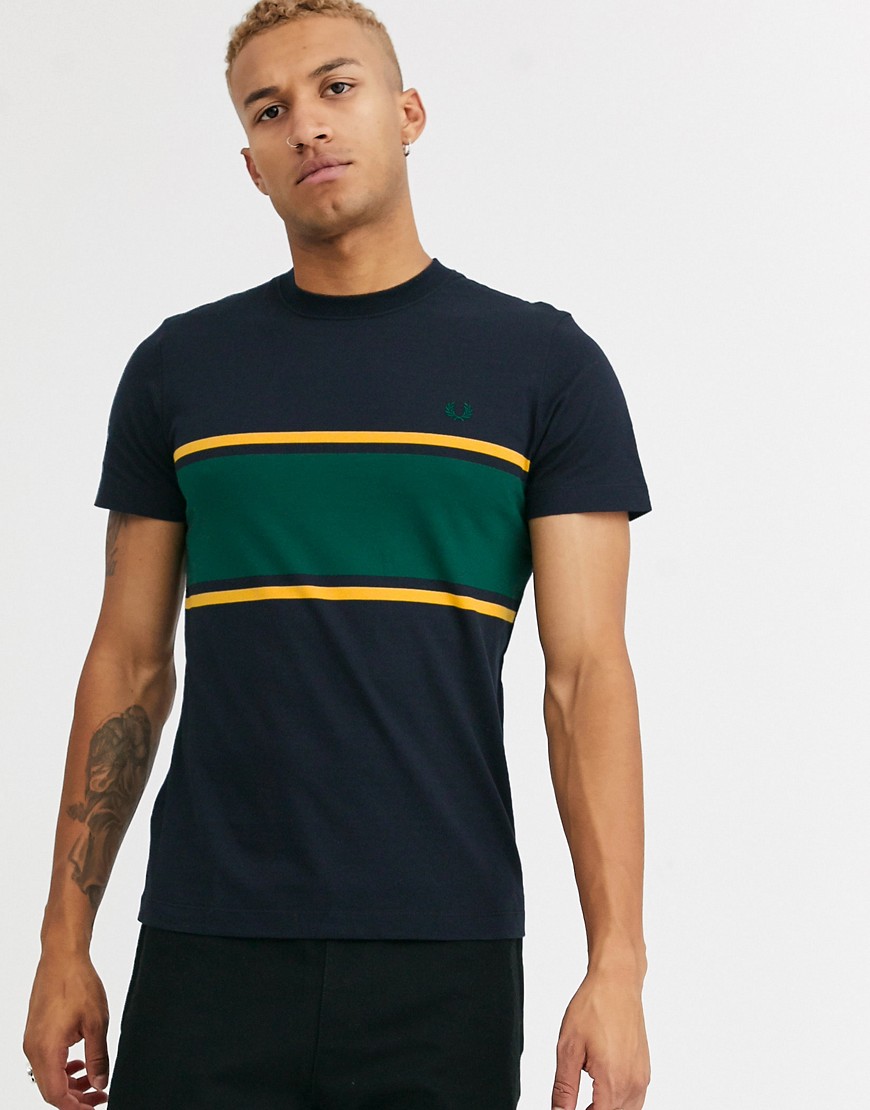 Fred Perry panel t-shirt in navy