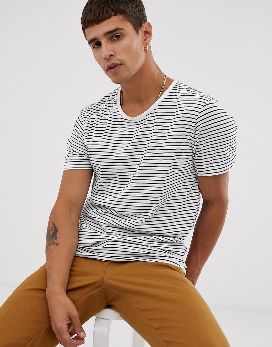 Celio crew neck t-shirt in white stripe